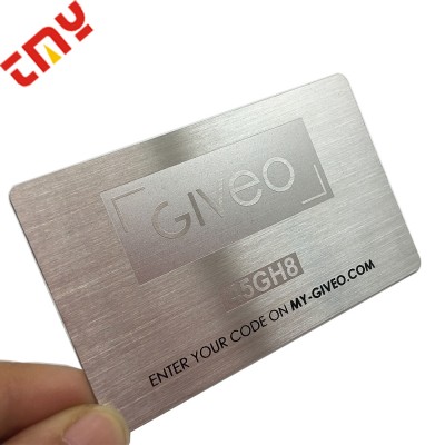 Factory Price Wholesale Custom High Quality Laser Logo Metal Business VIP Card With Brush Finished