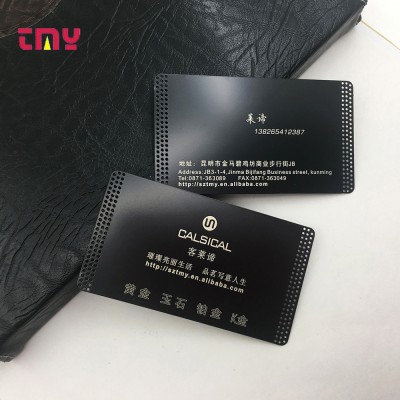 Custom 0.3mm Thickness Blank Matt Laser Engraved Black Silver Stainless Steel Metal Business Card Fashion Nameplate Wholesale